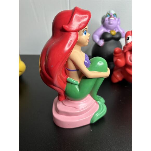 Vintage The Little Mermaid Bath Toy Lot - Ursula Flounder Sebastian Figures - Picture 9 of 16